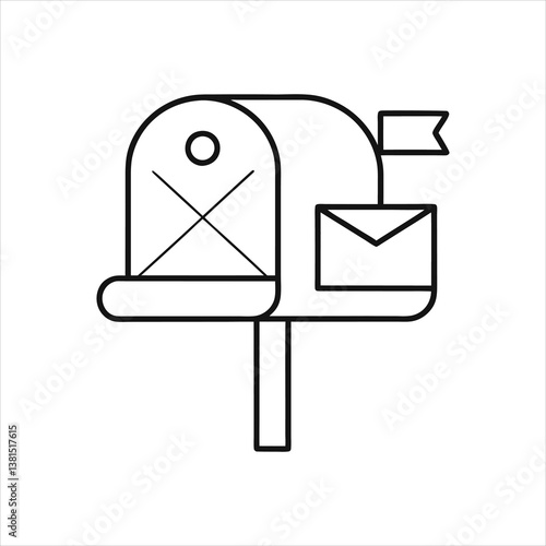 Open Mailbox with Letters Elegant Continuous Line Drawing