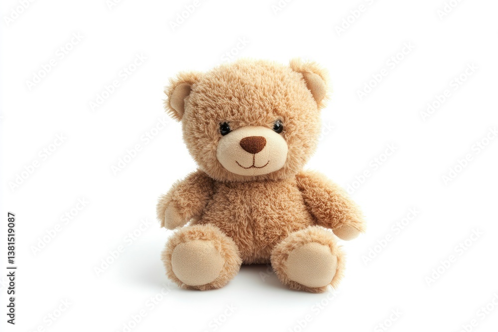 Sitting Teddy Bear Toy with Fluffy Fur on a White Background Sitting Teddy Bear Toy with Fluffy Fur on a White Background
