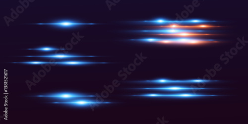 Light effect of neon lines. Effect of shine and light, flashes of laser beams.Vector.EPS 10.