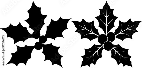 Holly berry icon vector art, Vector of black holiday holly berries silhouette design