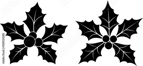 Holly berry icon vector art, Vector of black holiday holly berries silhouette design