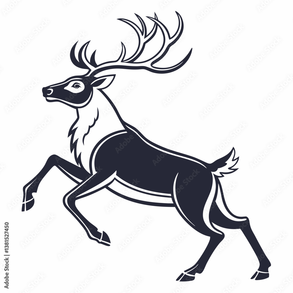 Fototapeta premium Reindeer silhouette icon vector