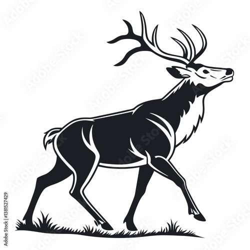 Reindeer silhouette icon vector