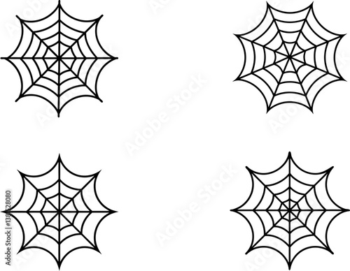 Spider web icon vector art, Vector of black cobweb icon silhouette design