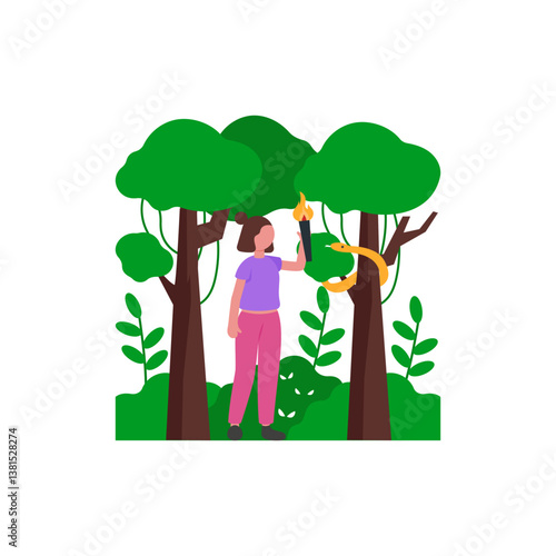 Surviving in Untamed Nature Vector Illustration