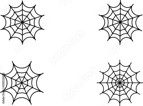 Spider web icon vector art, Vector of black cobweb icon silhouette design