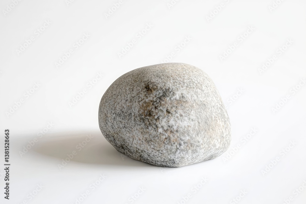 Single Smooth Stone on White Background Still Life Composition Study Single Smooth Stone on White Background Still Life Composition Study