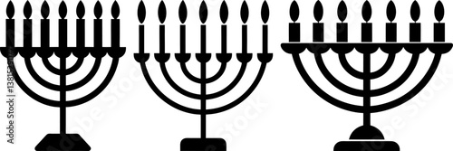 Menorah with candles icon vector art, Vector of black menorah candle icon silhouette design