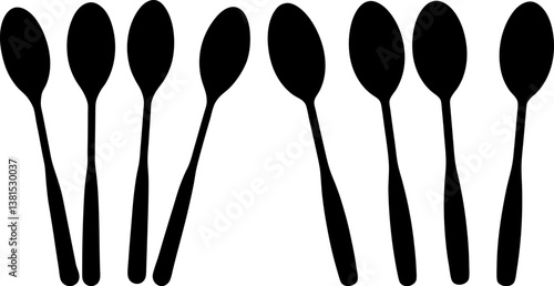 Spoon icon vector art, Vector of black teaspoon icon silhouette design