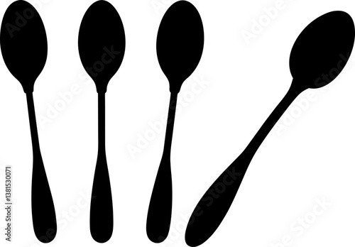 Spoon icon vector art, Vector of black teaspoon icon silhouette design