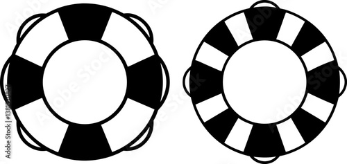 Lifebuoy ring icon vector art, Vector of black lifebuoy icon silhouette design