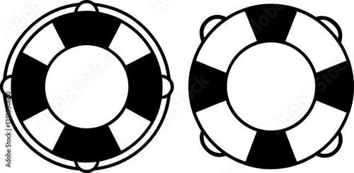 Lifebuoy ring icon vector art, Vector of black lifebuoy icon silhouette design