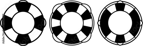 Lifebuoy ring icon vector art, Vector of black lifebuoy icon silhouette design
