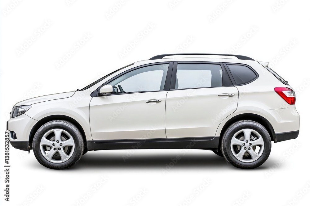 Obraz premium Isolated White Suv Side View for Automotive and Transportation Needs