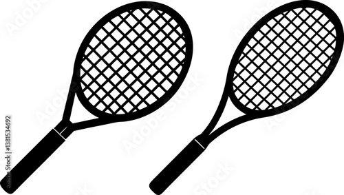 Tennis racket icon vector art, Vector of black racket icon silhouette design