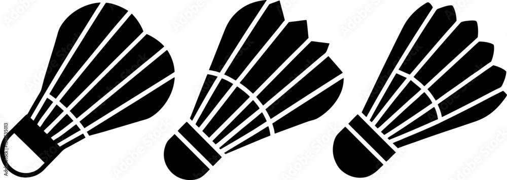 Badminton shuttlecock icon vector art, Vector of black shuttlecock icon silhouette design Badminton shuttlecock icon vector art, Vector of black shuttlecock icon silhouette design