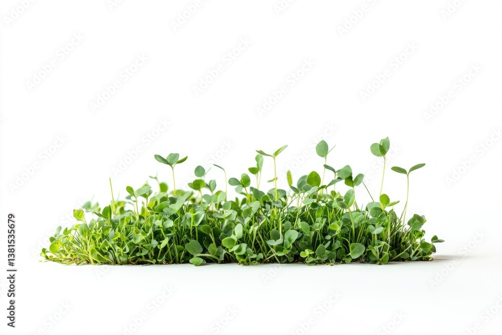 Obraz premium Fresh Green Microgreens Growing on White Background Close Up Shot