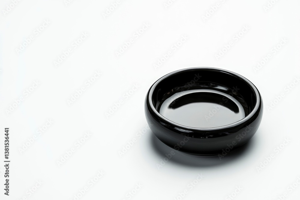 Shiny Black Bowl on White Background Perfect for Food Presentation Shiny Black Bowl on White Background Perfect for Food Presentation