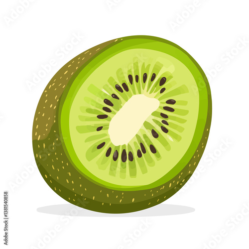 2D flat vector illustration of Kiwi Head, isolated on a white background.