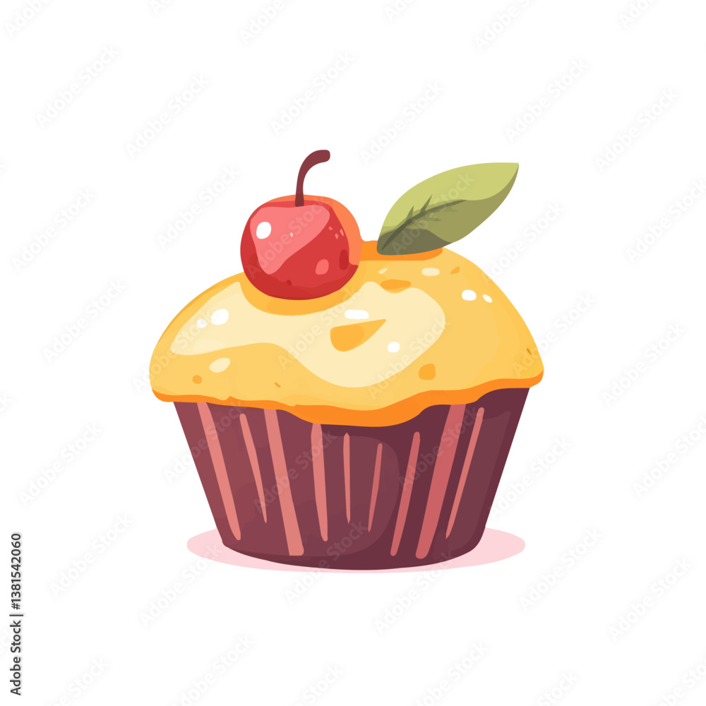 Muffin 2D flat vector illustration, isolated on a white background. Muffin 2D flat vector illustration, isolated on a white background.