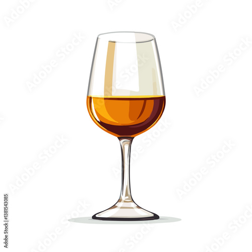 2D flat vector illustration of Rum Glass, isolated on a white background.