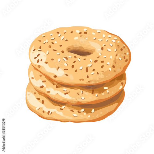 2D flat vector illustration of Sesame Snap, isolated on a white background.