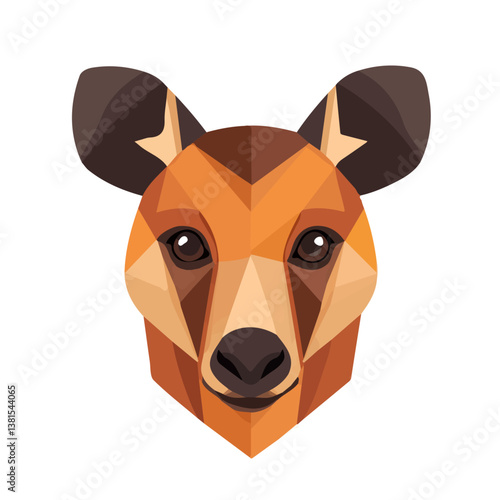 Tree Kangaroo Head 2D flat vector illustration, isolated on a white background.