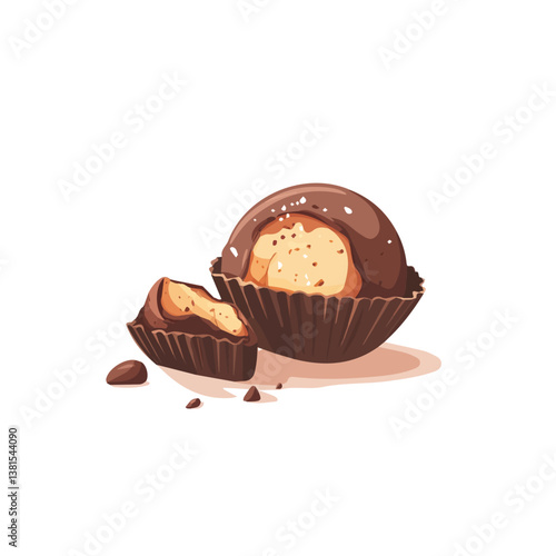 2D flat vector illustration of Truffle Candy, isolated on a white background.