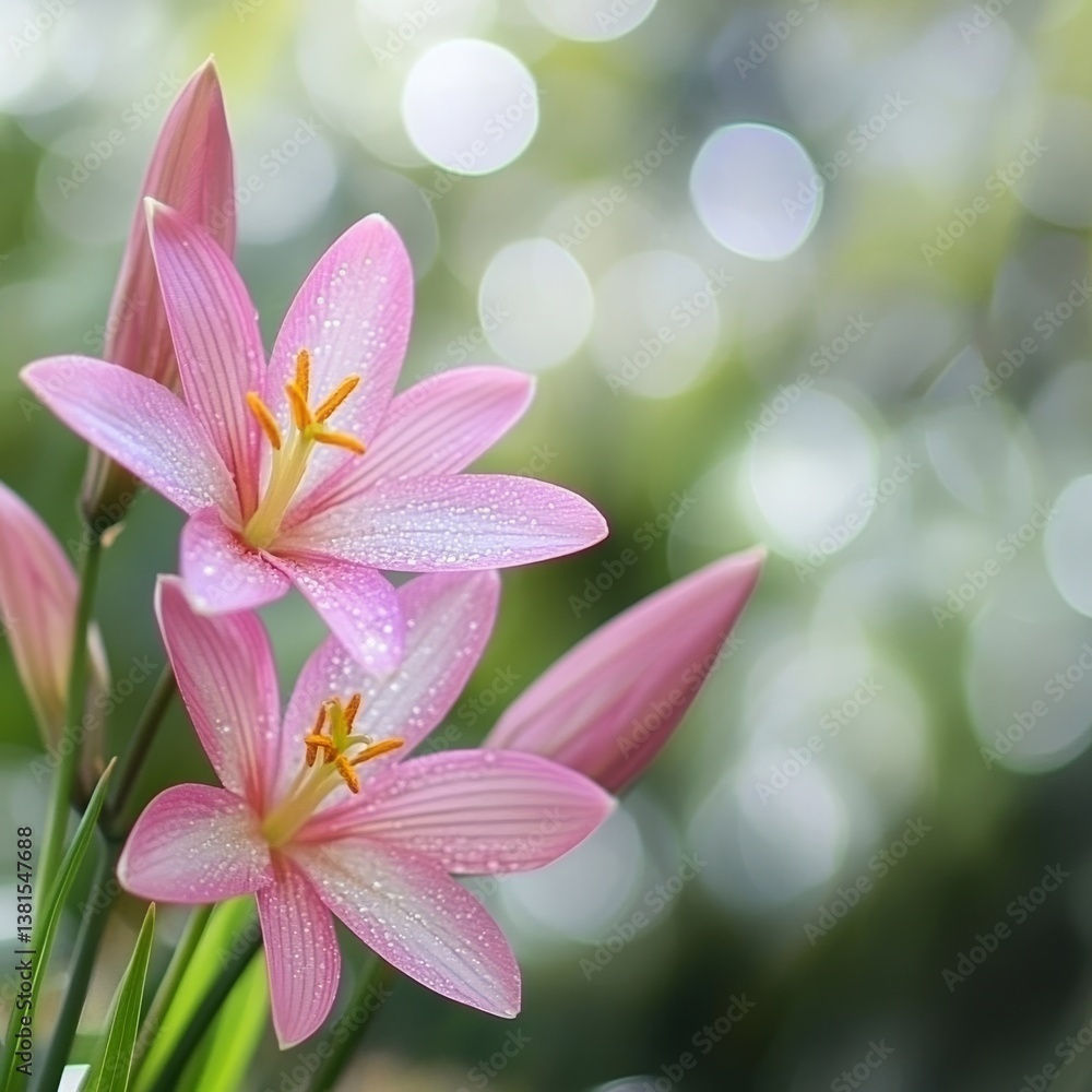 Fototapeta premium Decorative pink rain lily