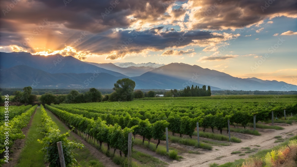 Naklejka premium Scenic Sunset in Mendoza Wine Country