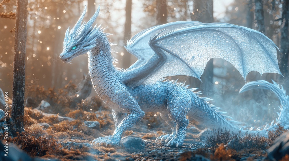 Obraz premium Enchanted forest dragon a mystical journey through magic and light