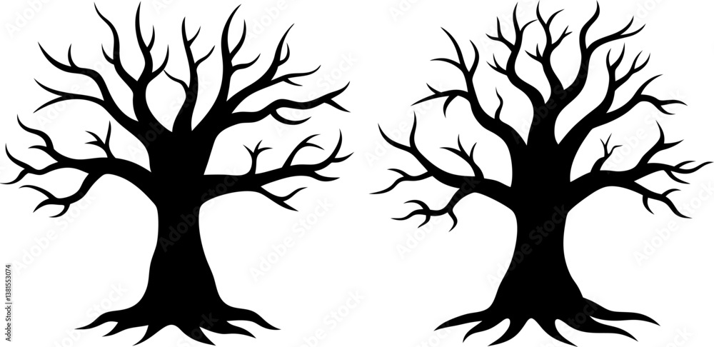 Fototapeta premium Dead tree solid icon vector art, Vector of tree icon silhouette design