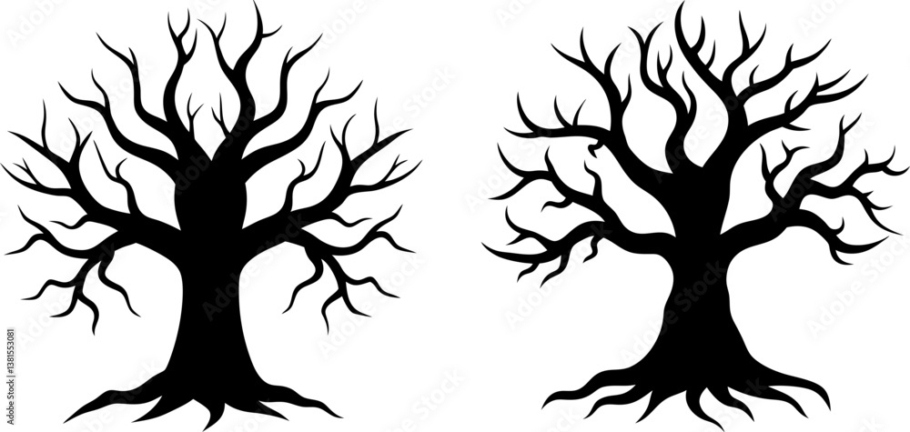 Obraz premium Dead tree solid icon vector art, Vector of tree icon silhouette design