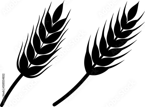 Wheat ears solid icon vector art, Vector of grain icon silhouette design
