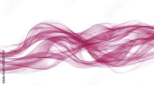 Abstract flowing burgundy ribbons with a white background in the image