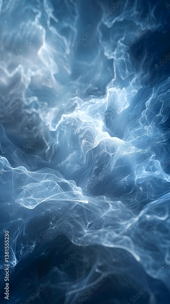 Obraz premium Abstract Blue Nebula Smoke Swirls Wallpaper Background for Phone or Desktop