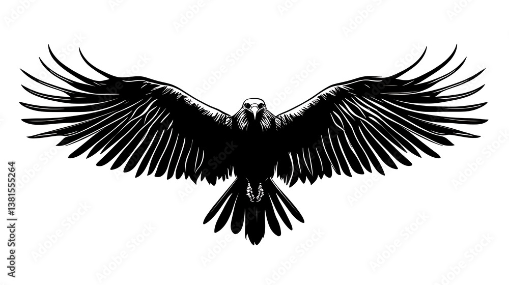 Obraz premium Vulture silhouette flying wings spread logo design