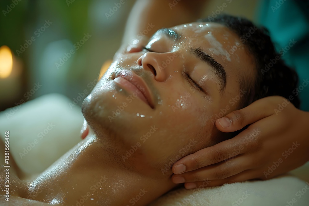 Naklejka premium Relaxation and rejuvenation during a soothing massage in a tranquil spa setting