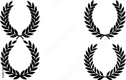 Laurel wreath solid icon vector art, Vector of round laurel wreath silhouette design