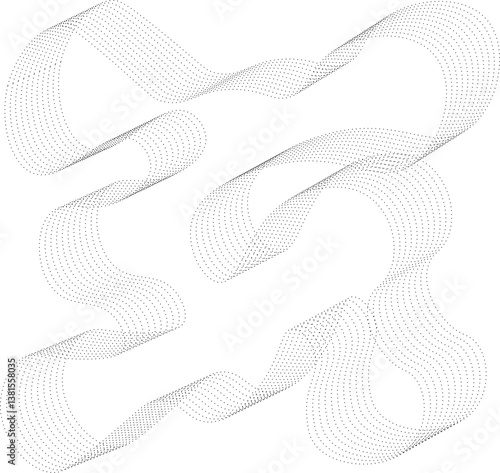 Liquid-like abstract shape with curved edges defined by parallel bend dotted lines.