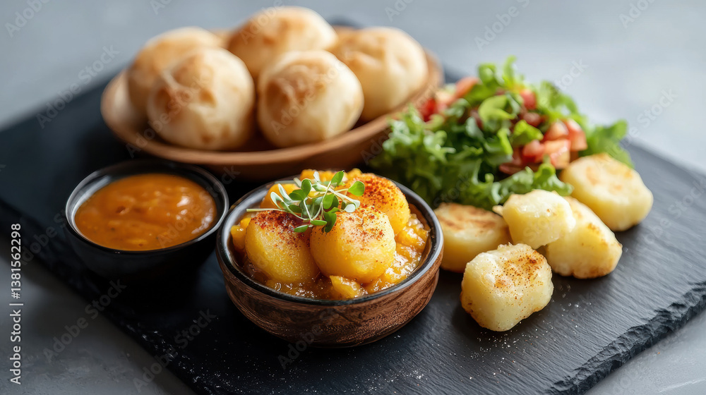 Deconstructed Aamras Platter with Mango Puree and Spiced Puri Crisps.. Deconstructed Aamras Platter with Mango Puree and Spiced Puri Crisps..