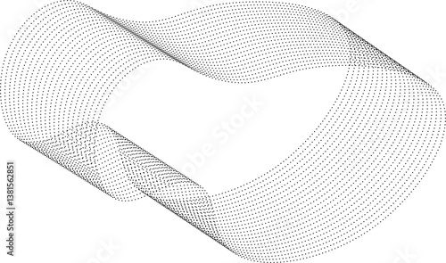Curved shape with parallel bend dotted lines creating a liquid-like rounded abstract form.
