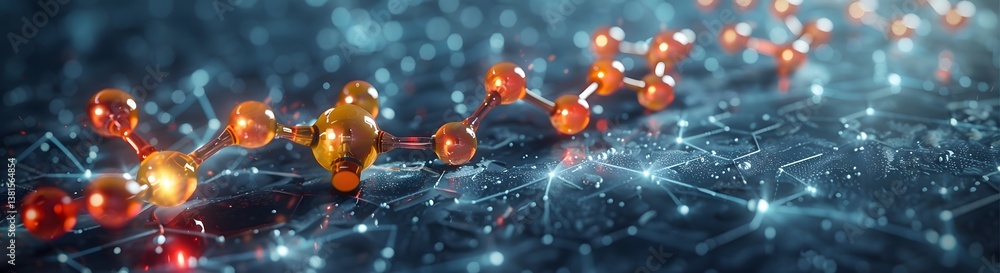 Molecular Structure Model with Network Background Represents Science and Innovation Molecular Structure Model with Network Background Represents Science and Innovation