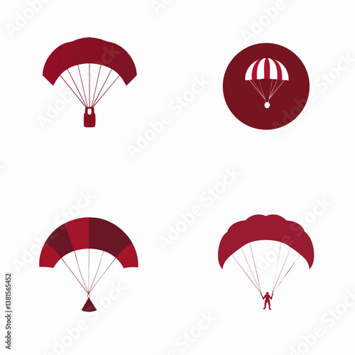 Parachute extreme sports vector icon