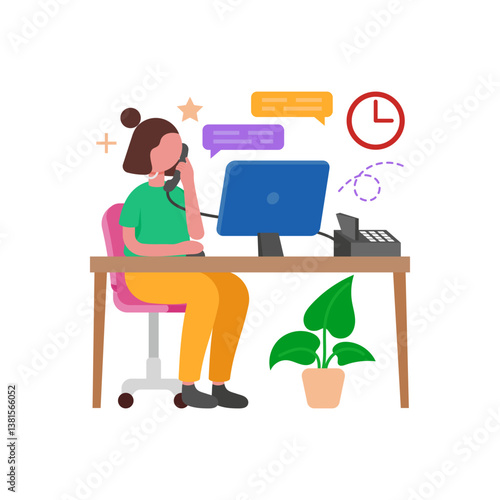 Phone Support Interaction Vector Illustration
