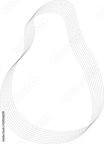 Organic form with curved bend dotted lines generating a dynamic and flowing structure.