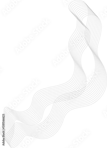 Wavy flowing element with parallel bend dotted lines creating a continuous and curved structure.