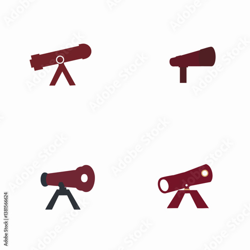 Telescope discovery exploration vector icon