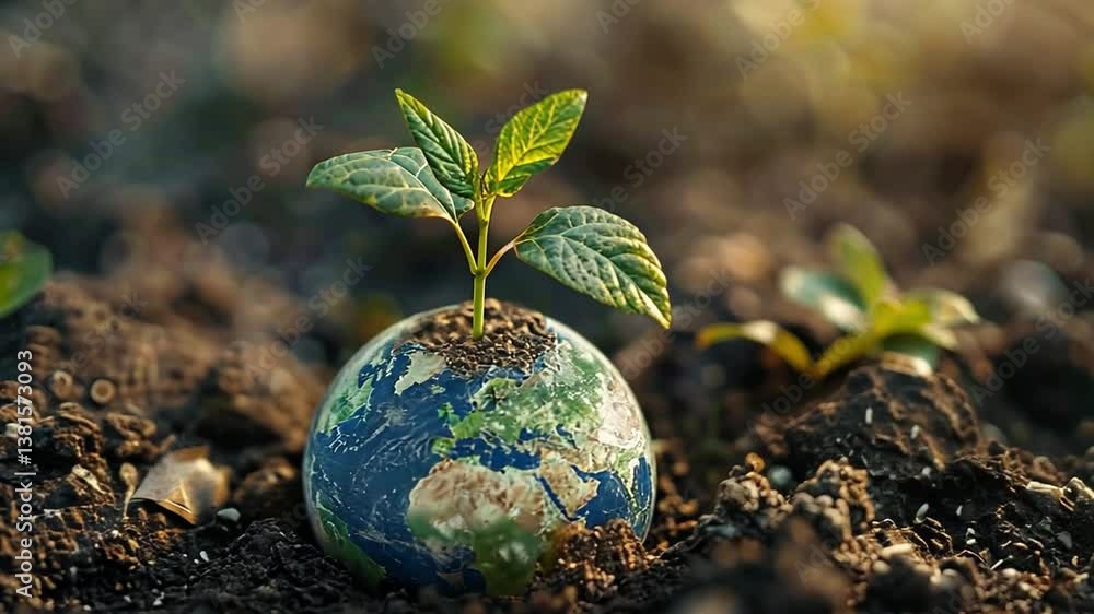 New life sprouts from earth in vibrant green, symbolizing growth and sustainability New life sprouts from earth in vibrant green, symbolizing growth and sustainability