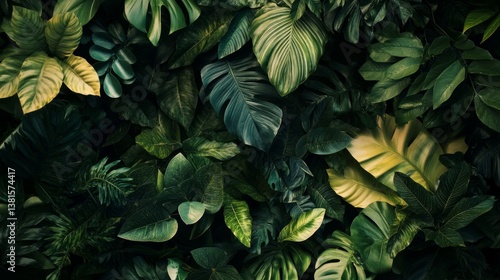 Wallpaper Mural Dense botanical garden view with overlapping exotic leaves, rich green hues and organic textures generative ai Torontodigital.ca